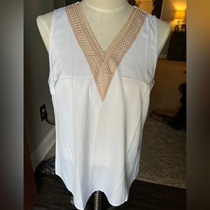 SHEIN sleeveless white and gold blouse. Size Large